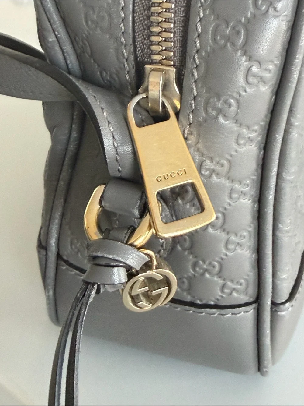 Gucci Guccissima Bree Disco Crossbody Bag Grey